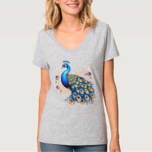 T-shirt Paon avec des fleurs violettes