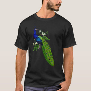 T-shirt Paon Bleu Mignon Animaux Oiseaux Mignons Graph