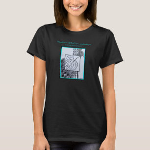 T-shirt Paon & Feuille Encre Noire Bordure Turquoise & Pol