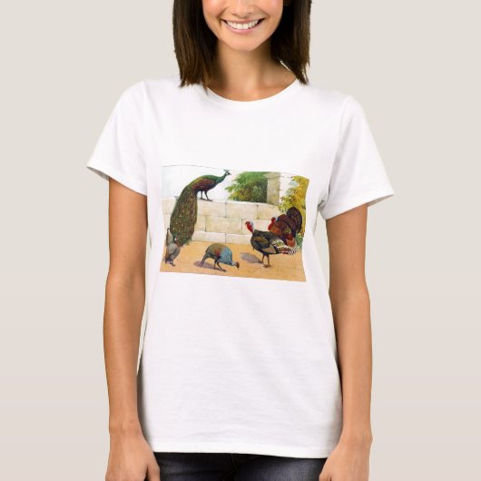 T-shirt Paon, la Turquie, et pintade (Devant)