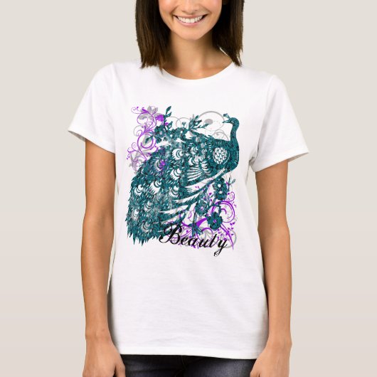 T-shirt Paon pourpre d'Aqua, conception customisée des (Devant)