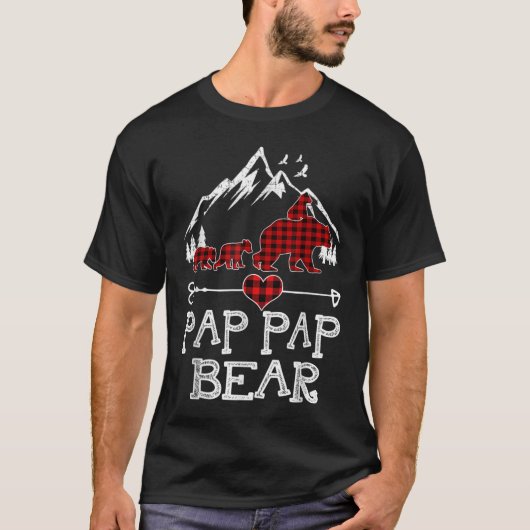 T-shirt Pap Pap Bear Christmas Pajama Red Plaid Buffalo Fa (Devant)