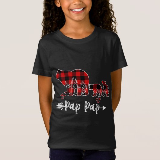 T-Shirt Pap Pap Ours de Noël Pyjama Rouge Buffalo Paid Fa (Devant)