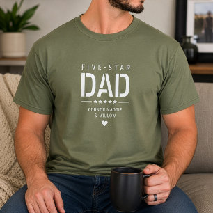 T-shirt PAPA 5 ÉTOILES Moderne Cool Texte personnalisé Fêt