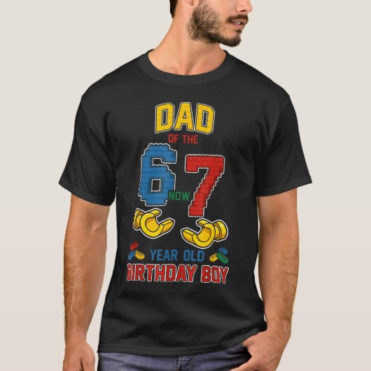 T-shirt Papa 67 Mème Anniversaire 7 Ans Blocs de Construct (Devant)