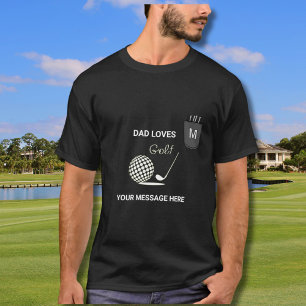 T-shirt Papa aime les tees de golf Monogramme Fausse Poche