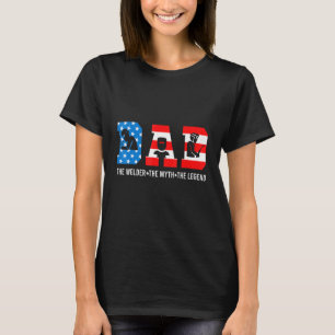 T-shirt Papa American Flag Patriotic Welder Engineer Légen
