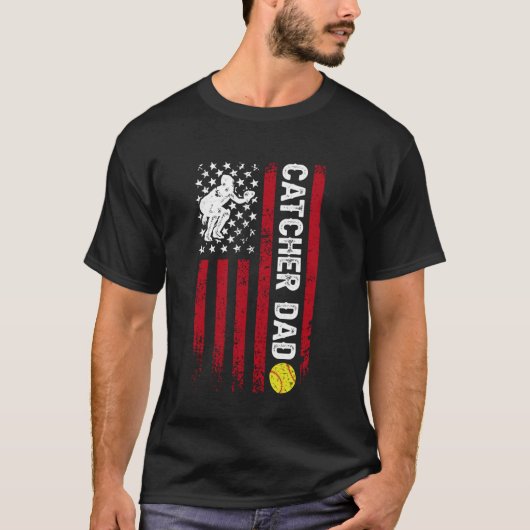 T-shirt Papa Attrapeur De Softball D'un Père Attrapeur De (Devant)