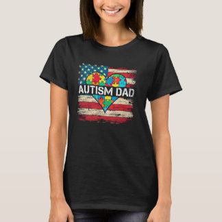 T-shirt Papa autiste États-Unis Drapeau américain Sensibil