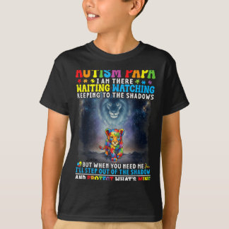 T-shirt Papa Autiste Protecteur de Lion Soutien Petit-Fils