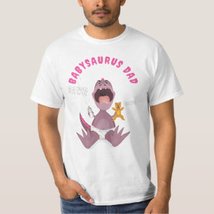 T-shirt Papa Babysaurus T-Rex rose 