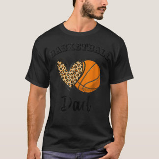 T-shirt Papa Basket-ball Cœur de Léopard Joueurs de Sport 