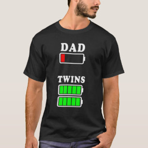 T-shirt Papa Basse Batterie Jumeaux Plein Charge Fantastiq