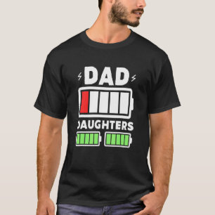 T-shirt Papa batterie faible et filles double pleine charg