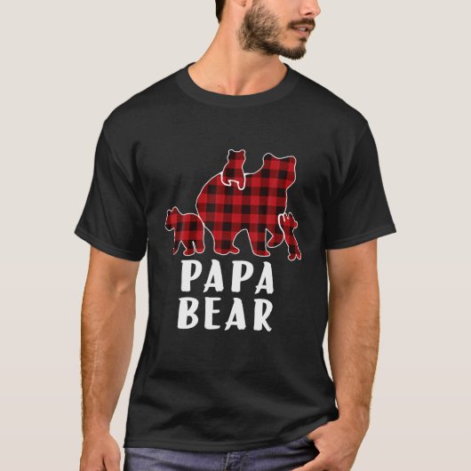 T-shirt Papa Bear 3 Cubes, Noël Mama Bear Plaid Pajam (Devant)
