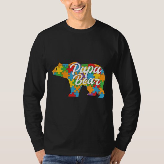 T-shirt Papa Bear Autisme Puzzle (Devant)