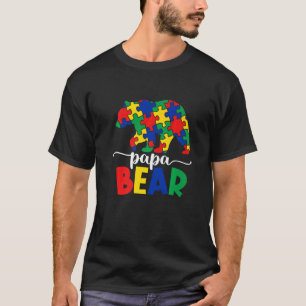 T-shirt Papa Bear Autisme Sensibilisation Pièce de Puzzle
