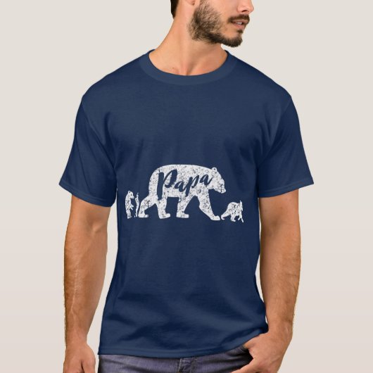 T-shirt Papa Bear avec trois petits (Devant)