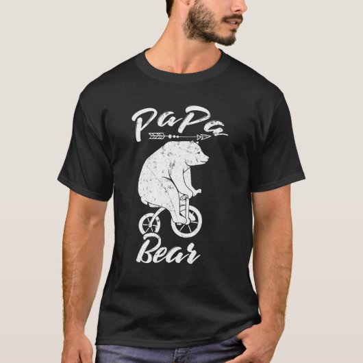 T-shirt Papa Bear Bear Riding Bicycle Papa Papa (Devant)
