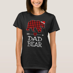 T-shirt Papa Bear Buffalo Plaid Père Noël Flèche Famille d