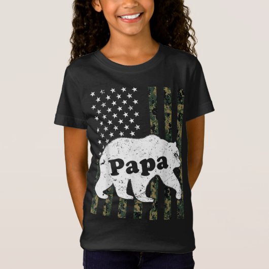 T-Shirt Papa Bear Camouflage USA Drapeau américain (Devant)