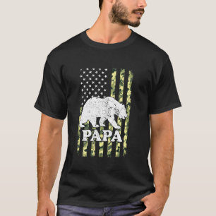 T-shirt Papa Bear Camping Randonnée Camouflage américain F