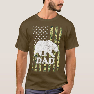 T-shirt Papa Bear Camping Randonnée Camouflage USA America