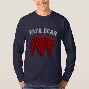 T-shirt Papa Bear carreau de buffle ours Noël