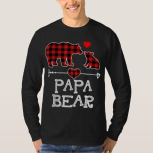 T-shirt Papa Bear Pajama de Noël Rouge Plaid Buffalo Famil