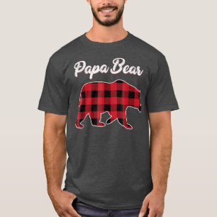 T-shirt Papa Bear Pajama de Noël Rouge Plaid Buffalo Famil