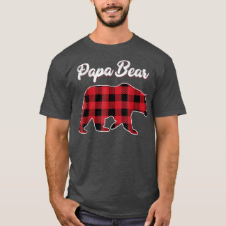 T-shirt Papa Bear Pajama de Noël Rouge Plaid Buffalo Famil