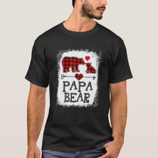 T-shirt Papa Bear Pajama de Noël Rouge Plaid Buffalo Famil