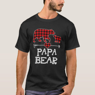 T-shirt Papa Bear Pajama de Noël Rouge Plaid Buffalo Famil