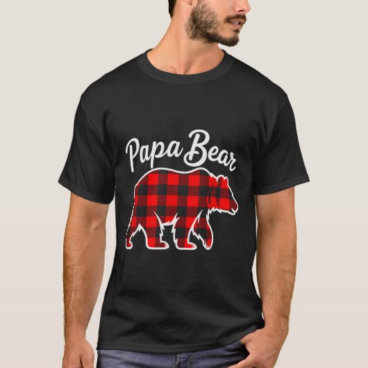 T-shirt Papa Bear Pajama Red Buffalo Xmas Funny Family Chr (Devant)