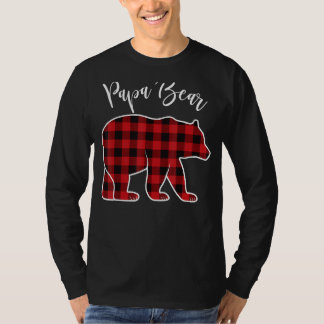 T-shirt Papa Bear Pajama Rouge Buffalo Noël Funny Famille 