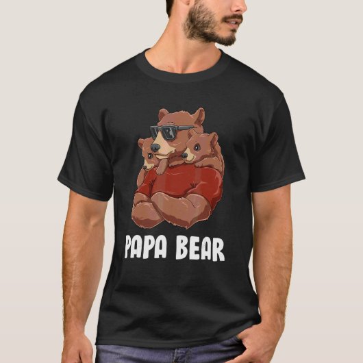 T-shirt Papa Bear Papa Of Twins Siblings Fille Son Pap (Devant)