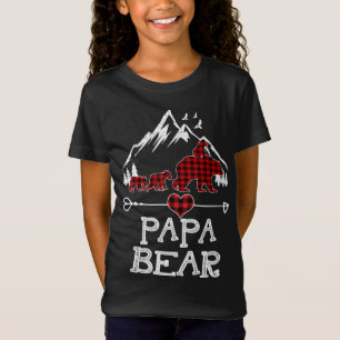 T-Shirt Papa Bear Pyjama de Noël Buffle Rouge Plaid Desig