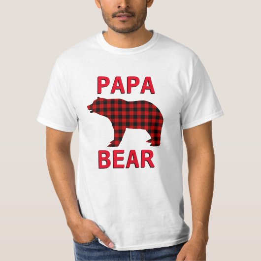 T-shirt Papa Bear Rouge Noir Plat (Devant)