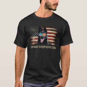 T-shirt Papa Berger Allemand Noir Patriotique Drapeau USA
