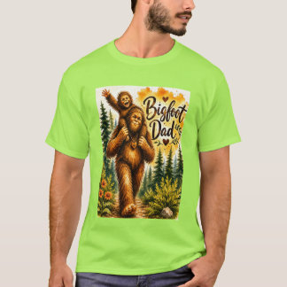 T-shirt Papa Bigfoot Aquarelle Sasquatch Père Forêt
