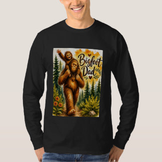 T-shirt Papa Bigfoot Aquarelle Sasquatch Père Forêt