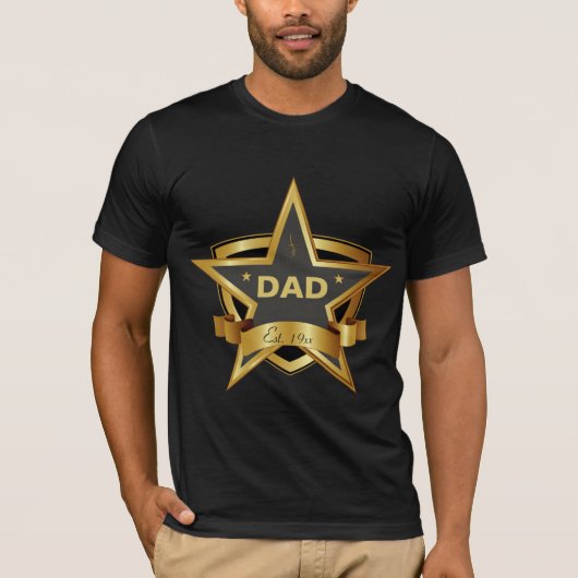 T-shirt papa Black et Gold Star (Devant)