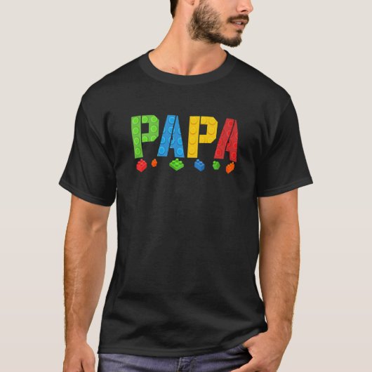 T-shirt Papa Blocks Master Builder Brick Builder (Devant)