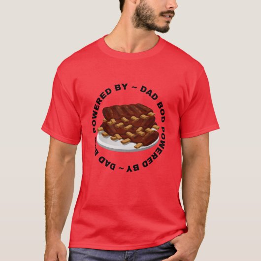 T-shirt Papa Bod Alimenté Par BBQ (Devant)