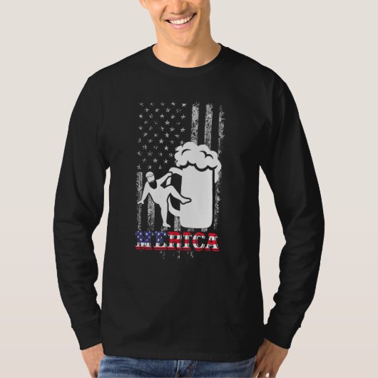 T-shirt Papa Bod Merica Us American Flag Fat Party Boire (Devant)