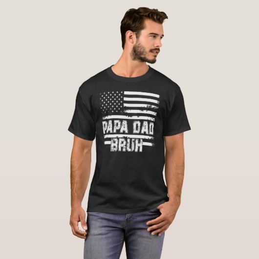 T-shirt Papa Bruh Fête des pères 4 juillet Etats-Unis Vint (Devant entier)