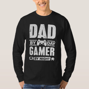 T-shirt Papa By Day Gamer By Nigh Video Game Papa Daddy