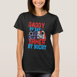 T-shirt Papa By Day Gamer By Night Gaming American Flag 1
