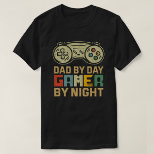 T-shirt Papa By Day Gamer By Night Video Gamer Cadeaux Jeu