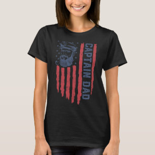 T-shirt Papa capitaine drapeau américain drôle ponton bate